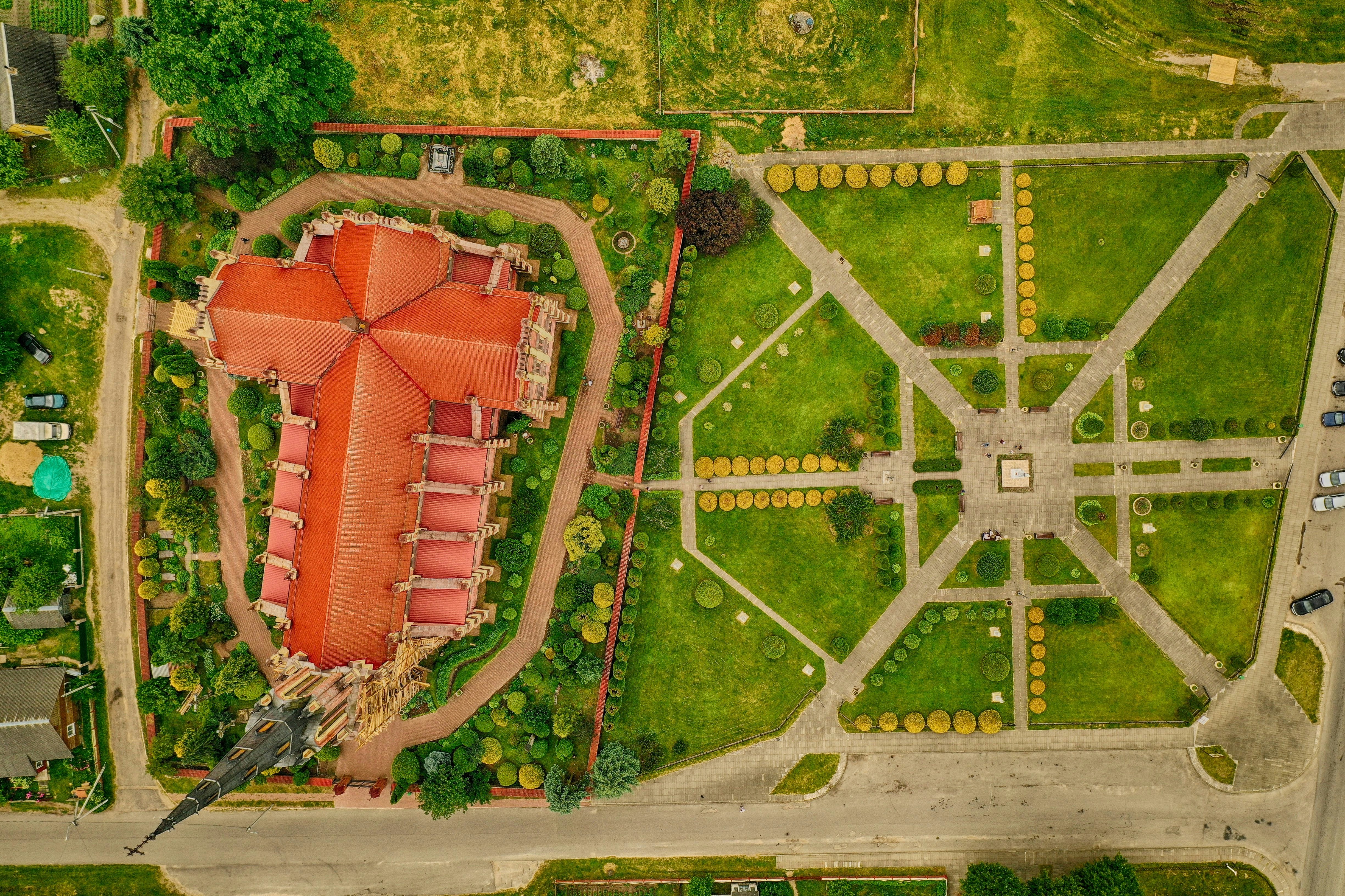 Aerial view of a campus