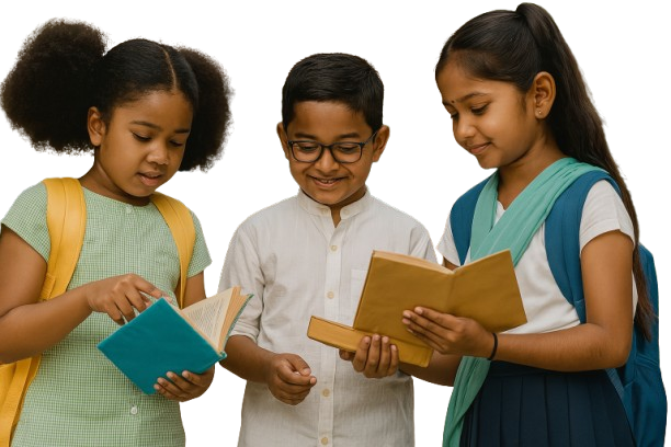 Three students studying together